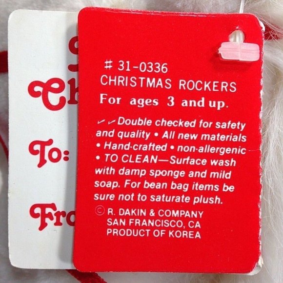 Dakin Christmas Rockers Rocking Horse and Teddy Bear Stuffed Animals 12" -1984 - Picture 11 of 12